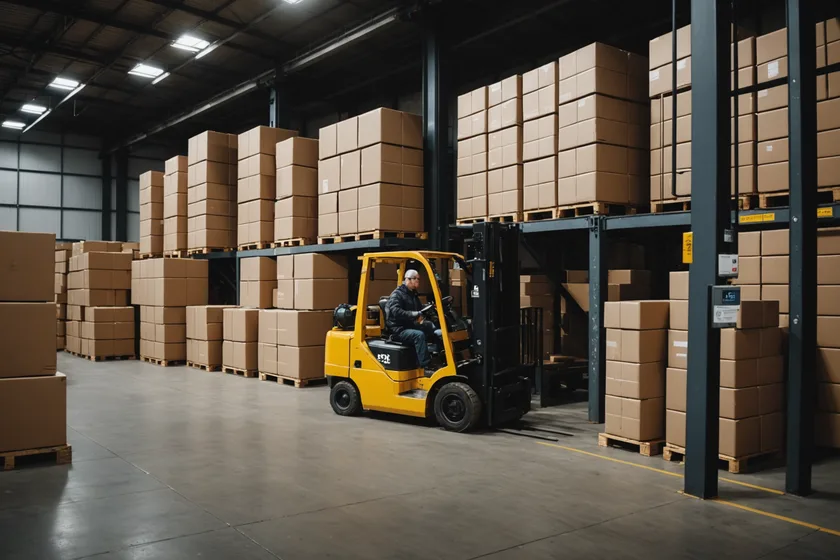 Pallets of food products at a distribution dock inspection area